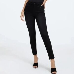 GOOD AMERICAN Good Waist Crop Distressed Skinny Jeans High Waist Black Sz 10/30